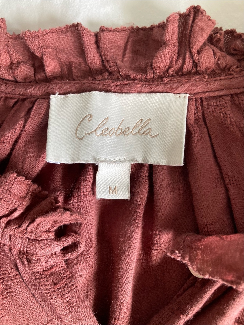 Anthropologie Cleobella Antonia Blouse Size M Brown/Burgundy - Picture 5 of 14